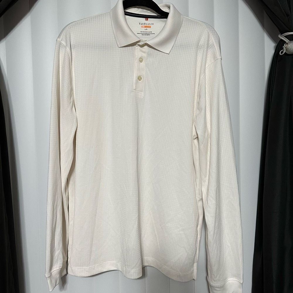Vanheusen creame traveler polo, 100, Polyester, long sleeve